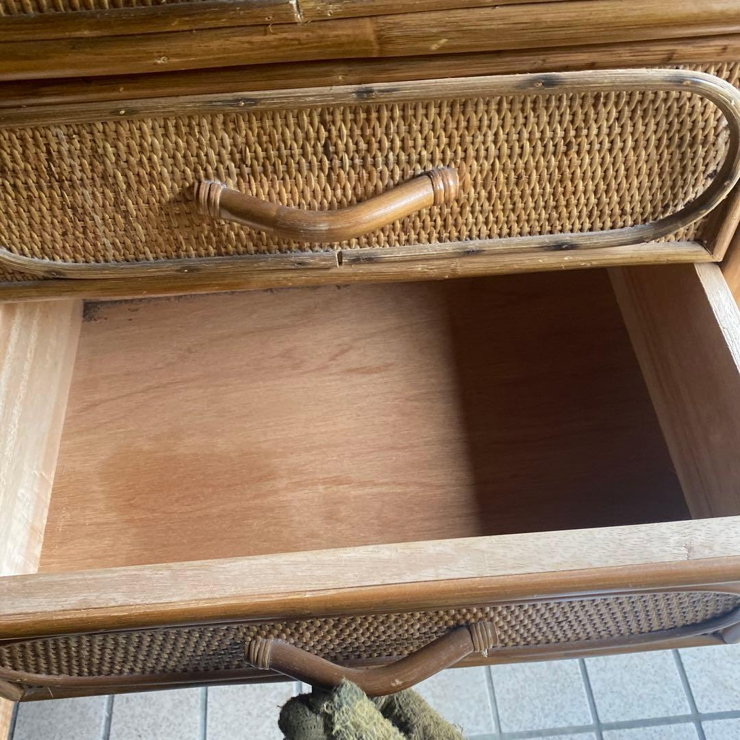 koizumi 籐　昭和レトロ　木製ラタン　サニタリーチェスト　ランドリーラック