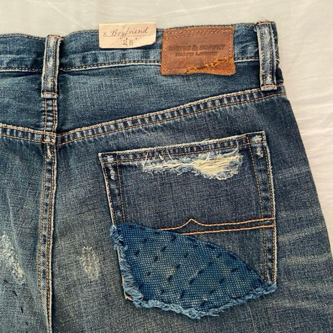 デニムアンドサプライラルフローレン パッチワークボーイフレンドデニム 28インチ