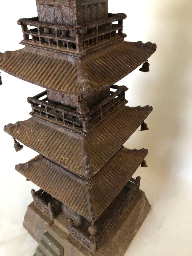錆あり 昭和レトロ 五重の塔 置物 鉄製 ヴィンテージ アンティーク