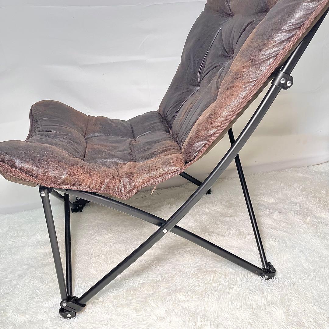 【美品】ニトリ バタフライチェア ハイバック BR オットマン付 撥水加工