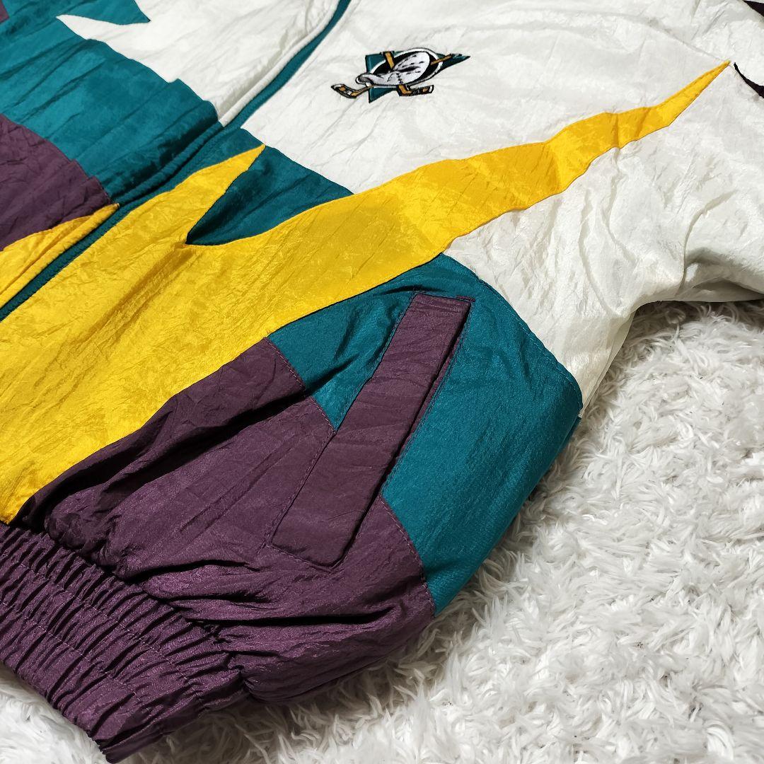 FANS NHLマイティーダックス中綿ナイロンジャケットパーカー　ヴィンテージ