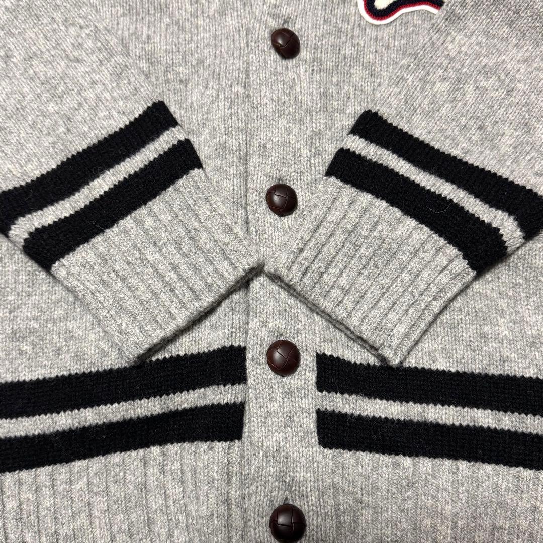 サイコバニー ウールニット ショールカラー ビッグワッペンロゴ くるみボタン L