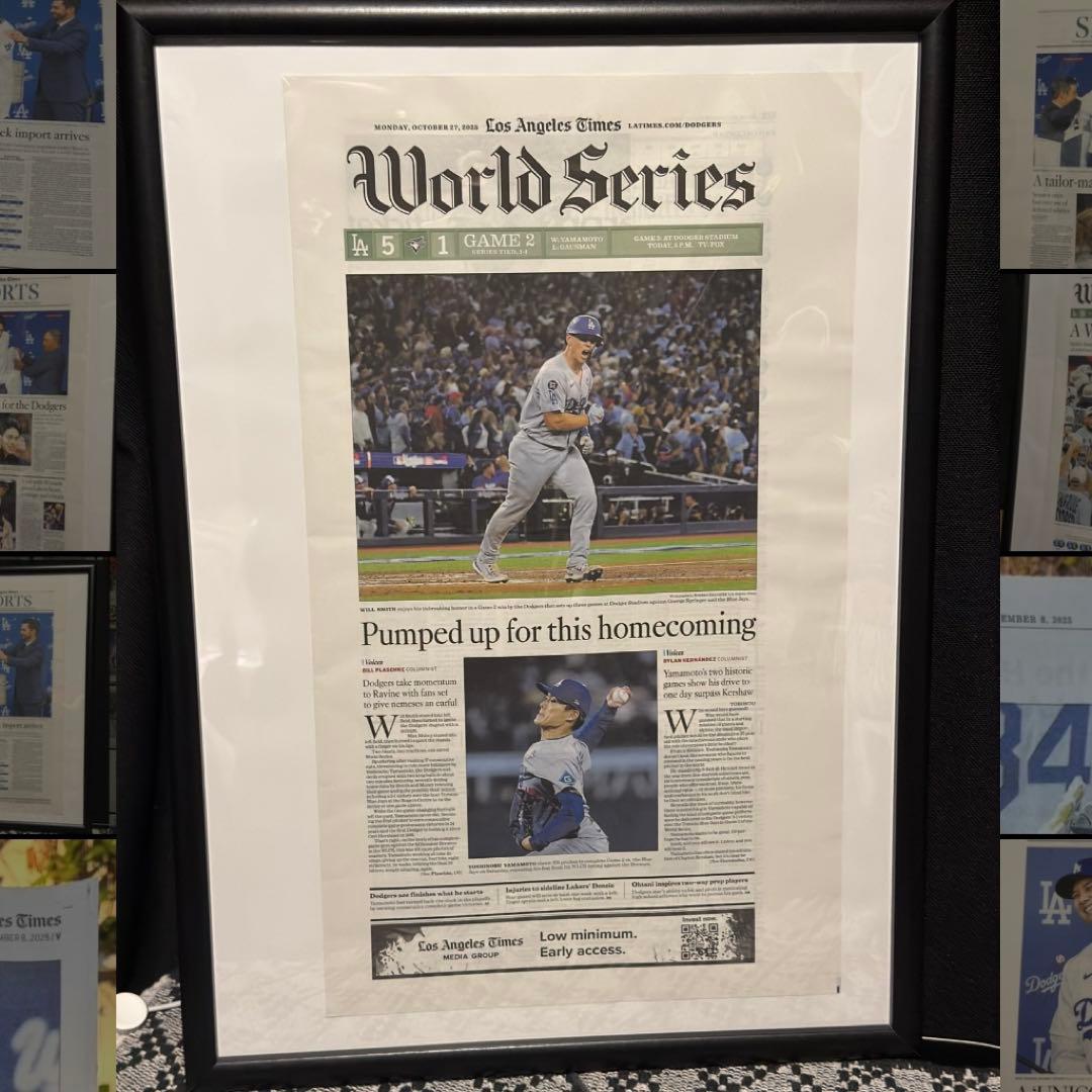 ドジャース 山本由伸 『大偉業達成】ロサンゼルスタイムズ　額縁入り\