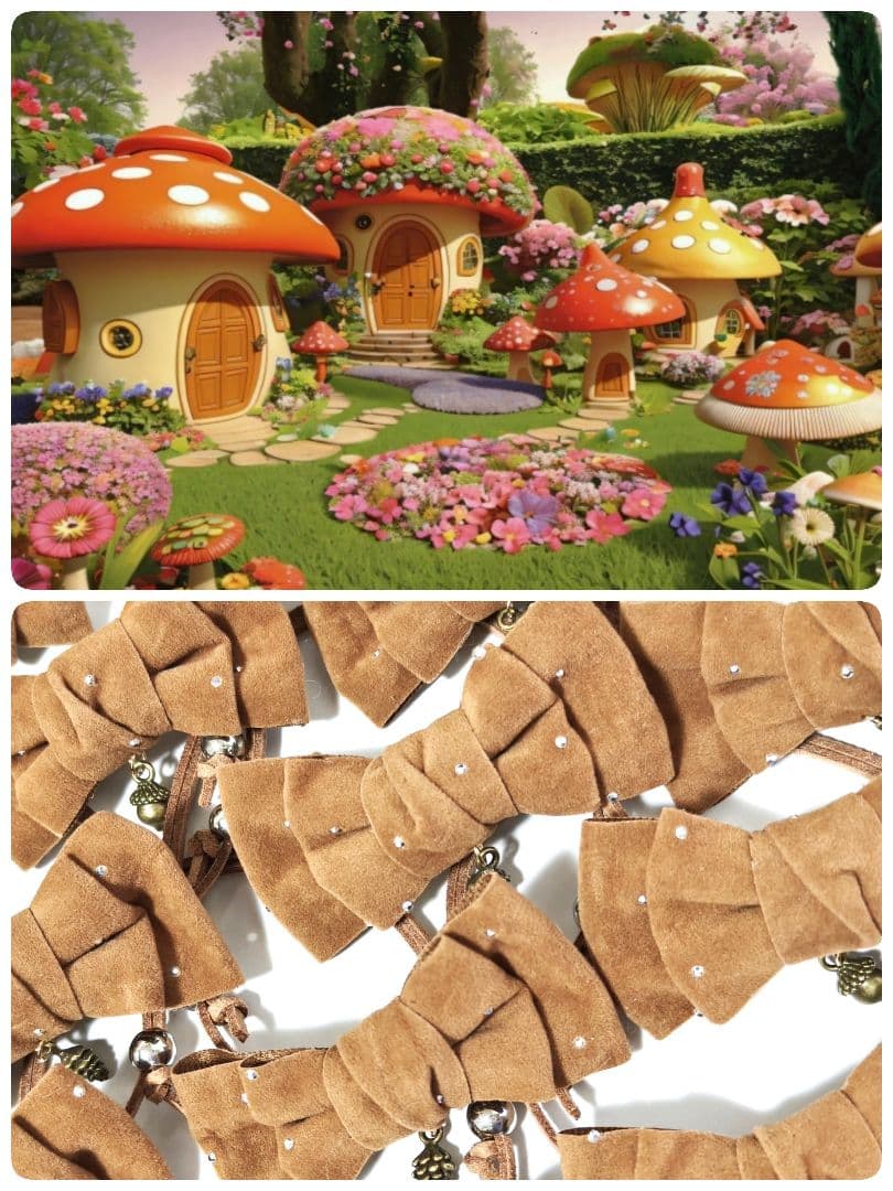 業務用トリミンチョーカー　秋色リボン　70個　11月どんぐり松ぼっくりチャーム