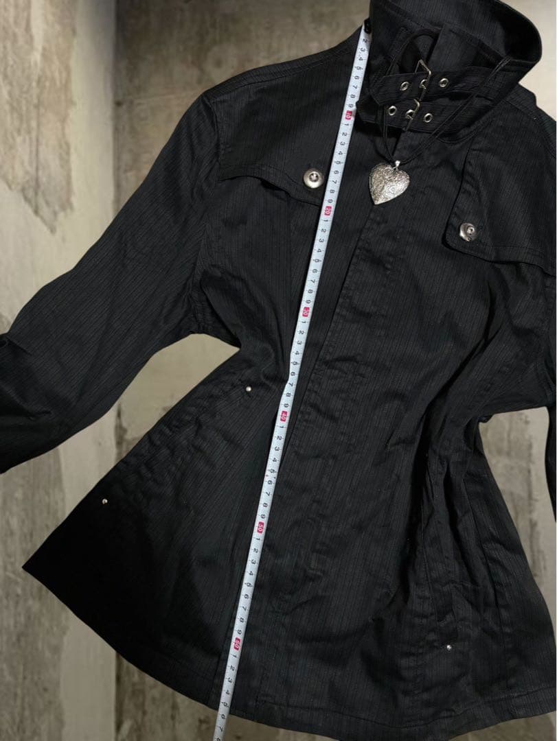 y2k00s当時物　平成ギャルダブルベルトライダース黒ダークコア　ストライプ