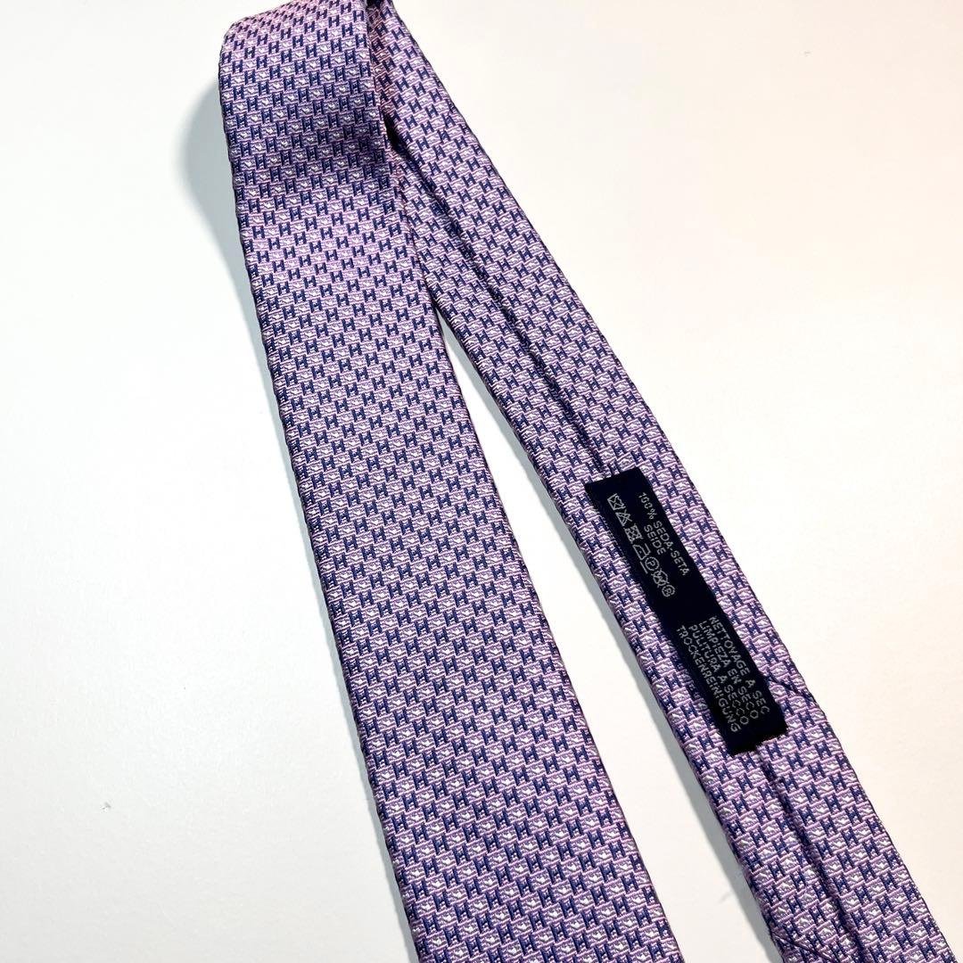✨未使用✨HERMES エルメス　ネクタイ　H柄 《H・ラヴ・ユー》ハート　紫