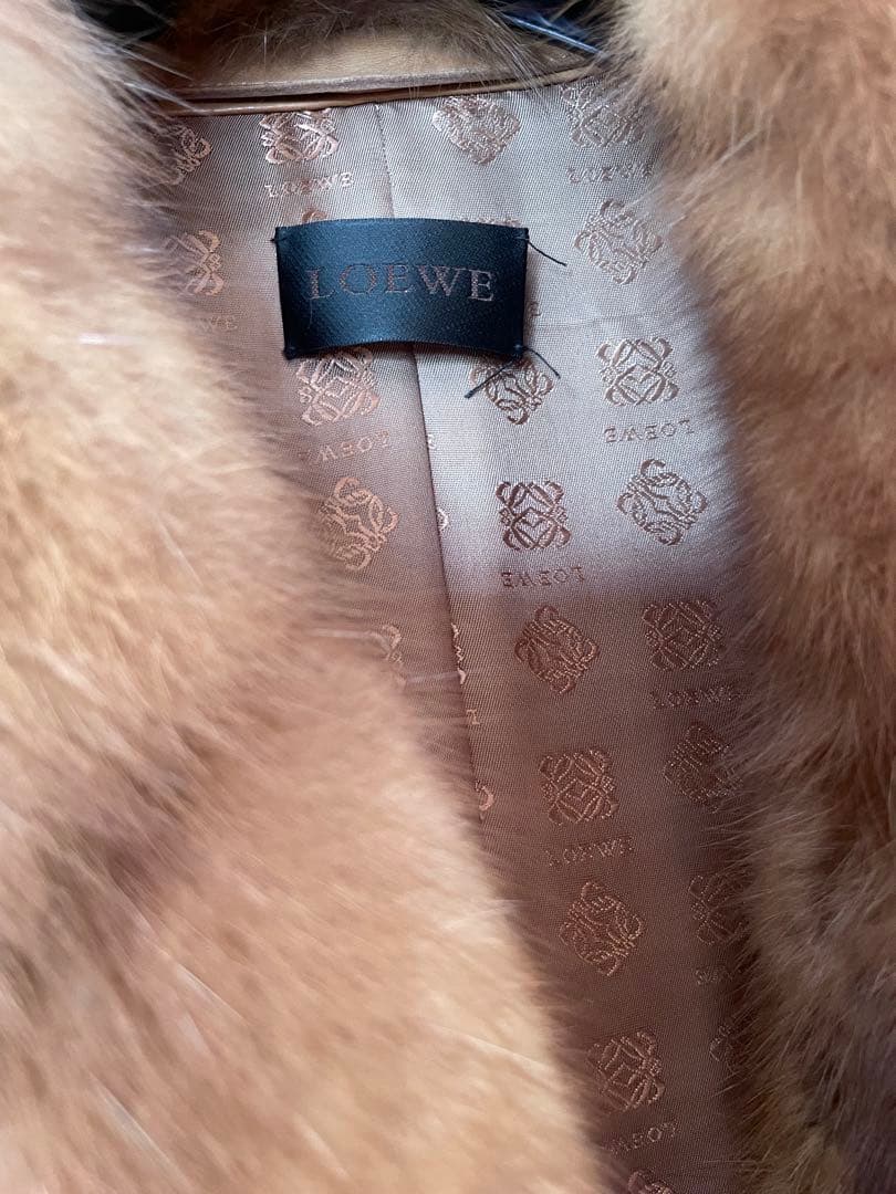 LOEWE ベージュ レザー ファー ジャケット