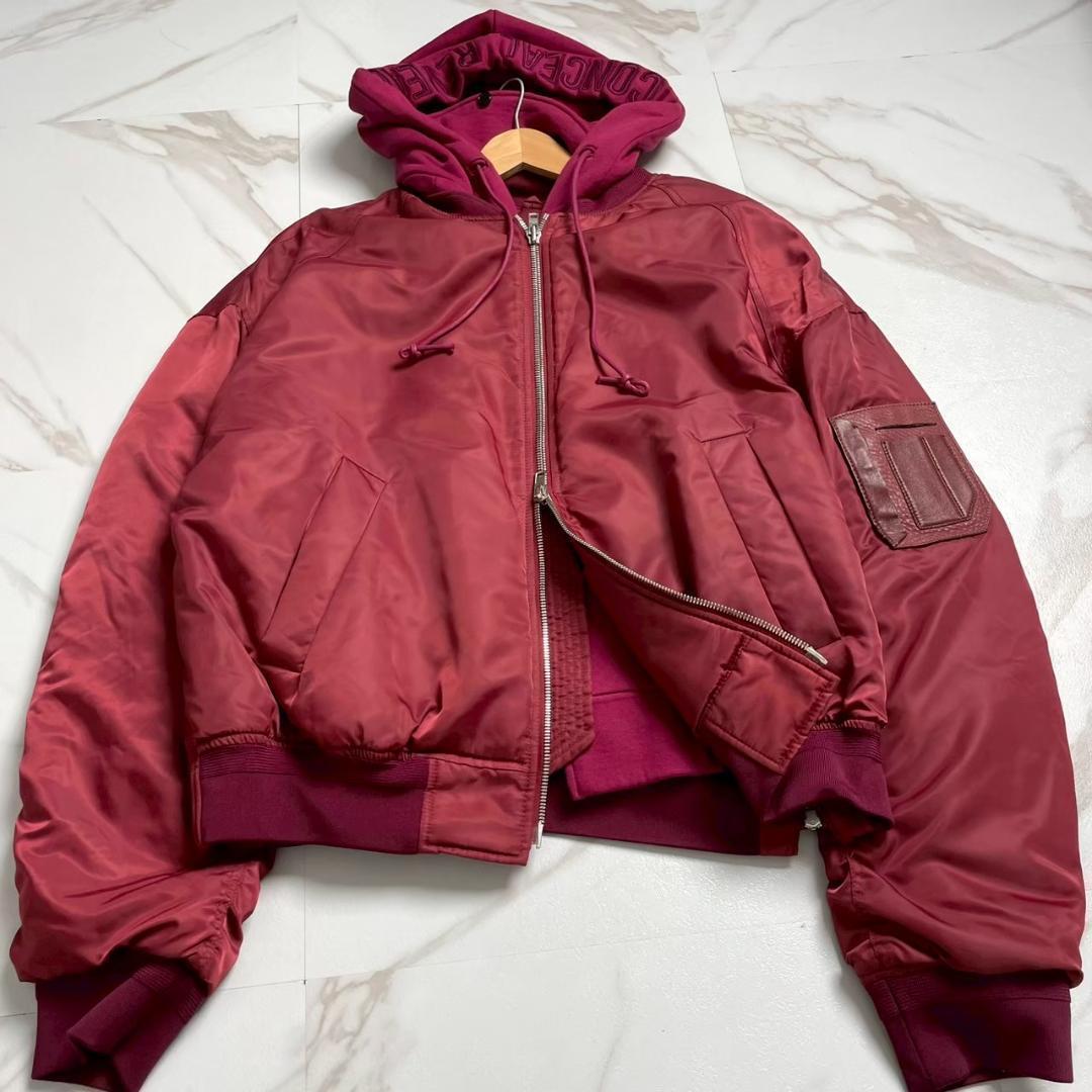 希少　Juun.J　レイヤード　ボンバージャケット　オーバーサイズ　フード　赤