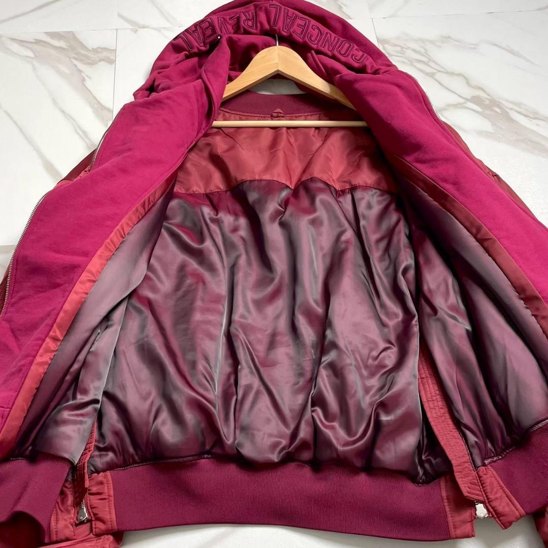 希少　Juun.J　レイヤード　ボンバージャケット　オーバーサイズ　フード　赤
