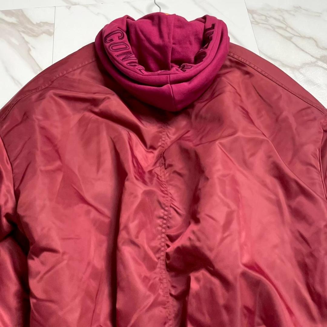 希少　Juun.J　レイヤード　ボンバージャケット　オーバーサイズ　フード　赤