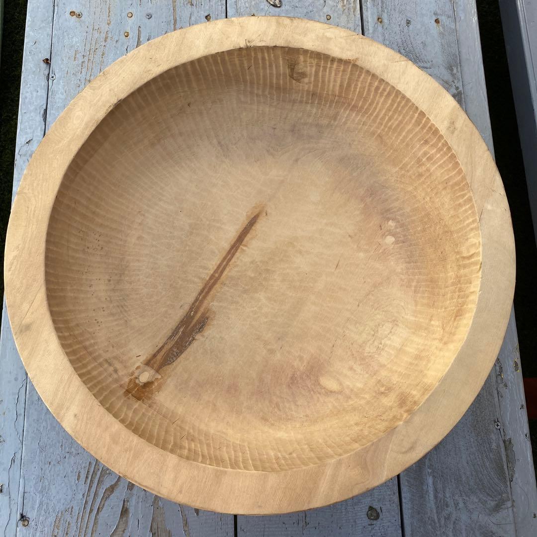 蕎麦打ちこね鉢　秋山郷　「和幸」作　手作り希少品　名人特大鉢 栃くり抜き　捏ね鉢