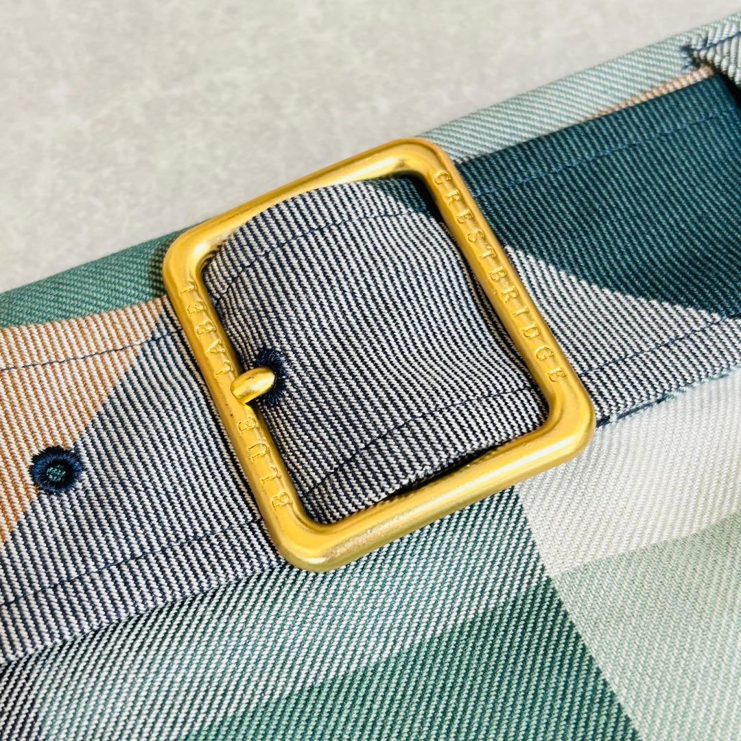 ブルーレーベル｜緑チェック フレア ベルト Aライン ミモレ 秋冬 大人可愛い