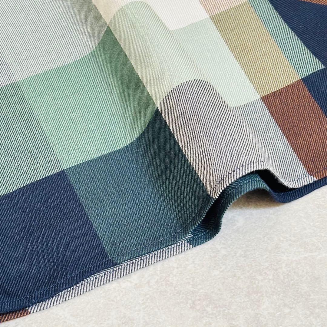 ブルーレーベル｜緑チェック フレア ベルト Aライン ミモレ 秋冬 大人可愛い