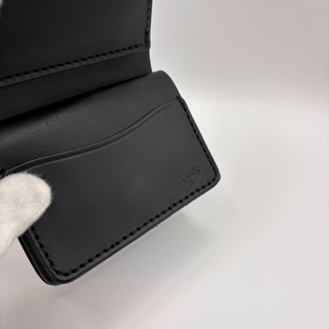 OPUS 三つ折り財布　ミニウォレット　レザー　ブラック　オールレザー　オーパス
