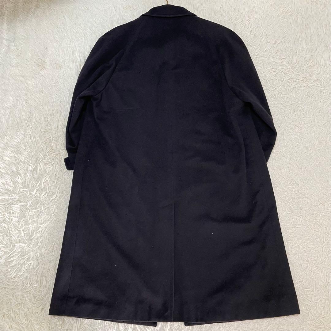 美品 アクアスキュータム カシミヤ100 ロングコート メンズ ネイビー 2XL