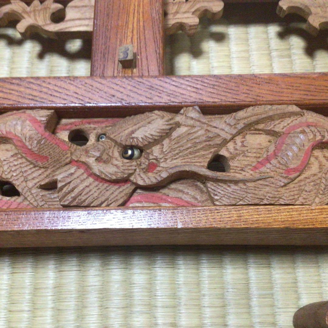 五月人形　手彫りの飾り台/正絹のぼり旗　ヴィンテージ