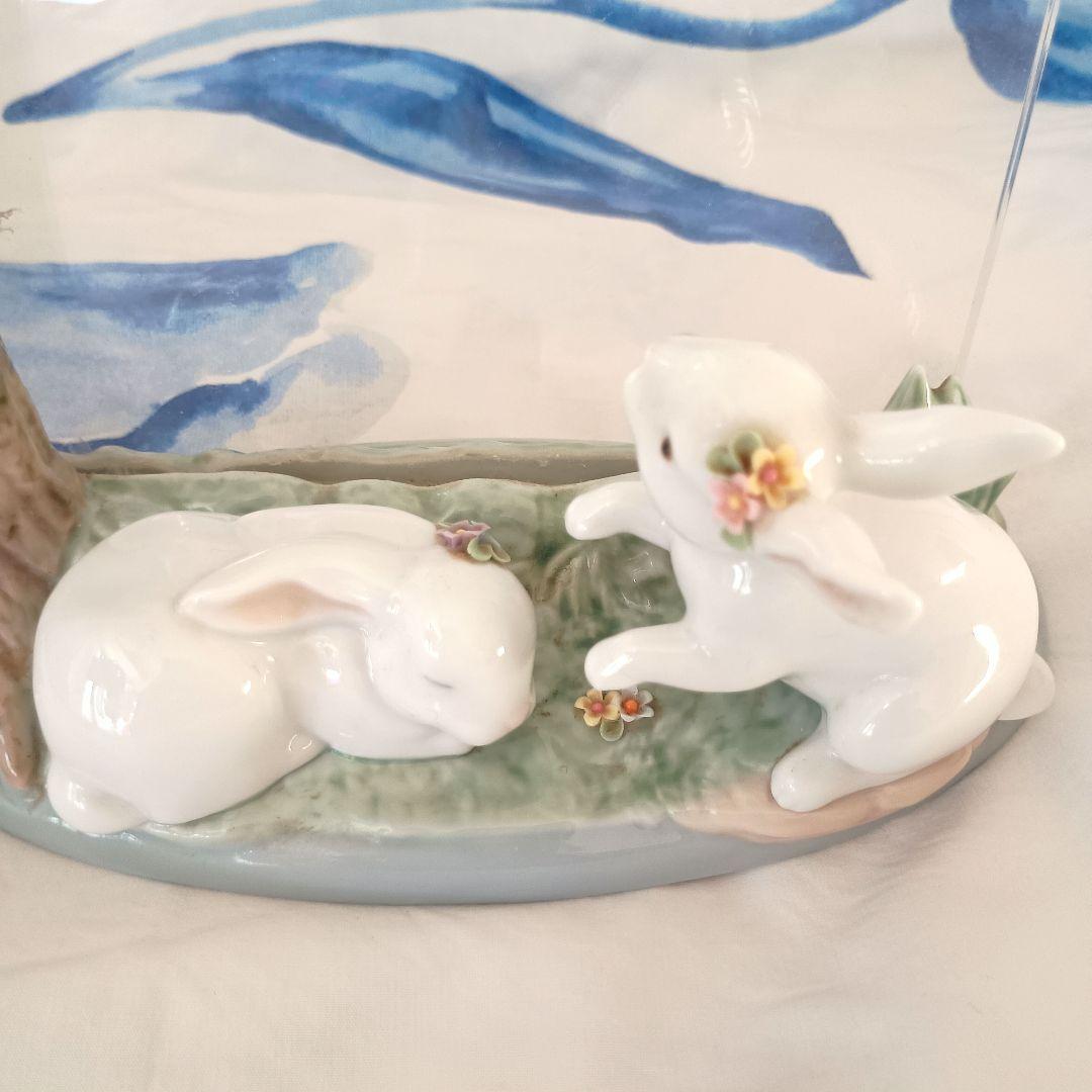 リヤドロ　写真立て　フォトフレーム　うさぎ　木　森　かわいい　置物