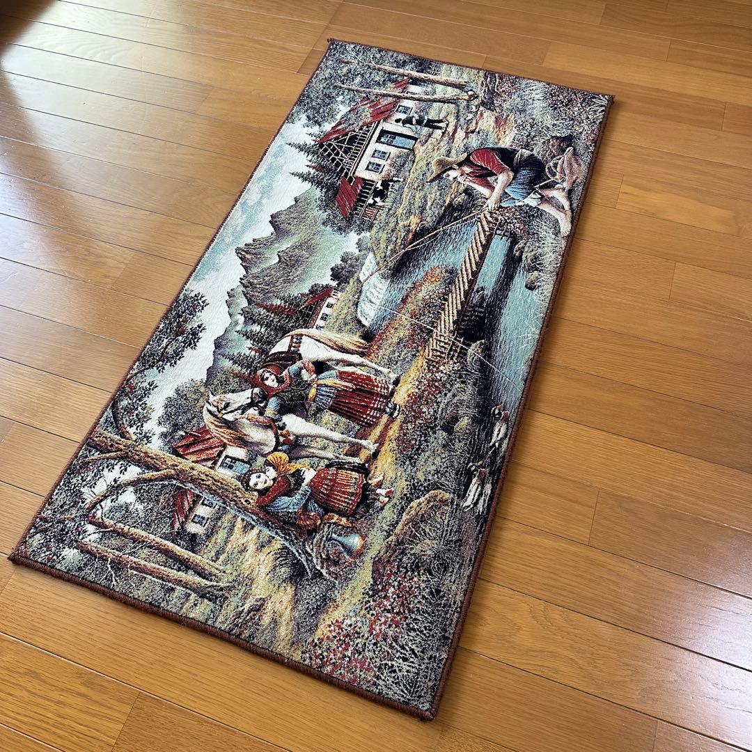 【新品未使用】絵画風　絨毯　カーペット　玄関用　家　馬　玄関　廊下　絵画　イラン