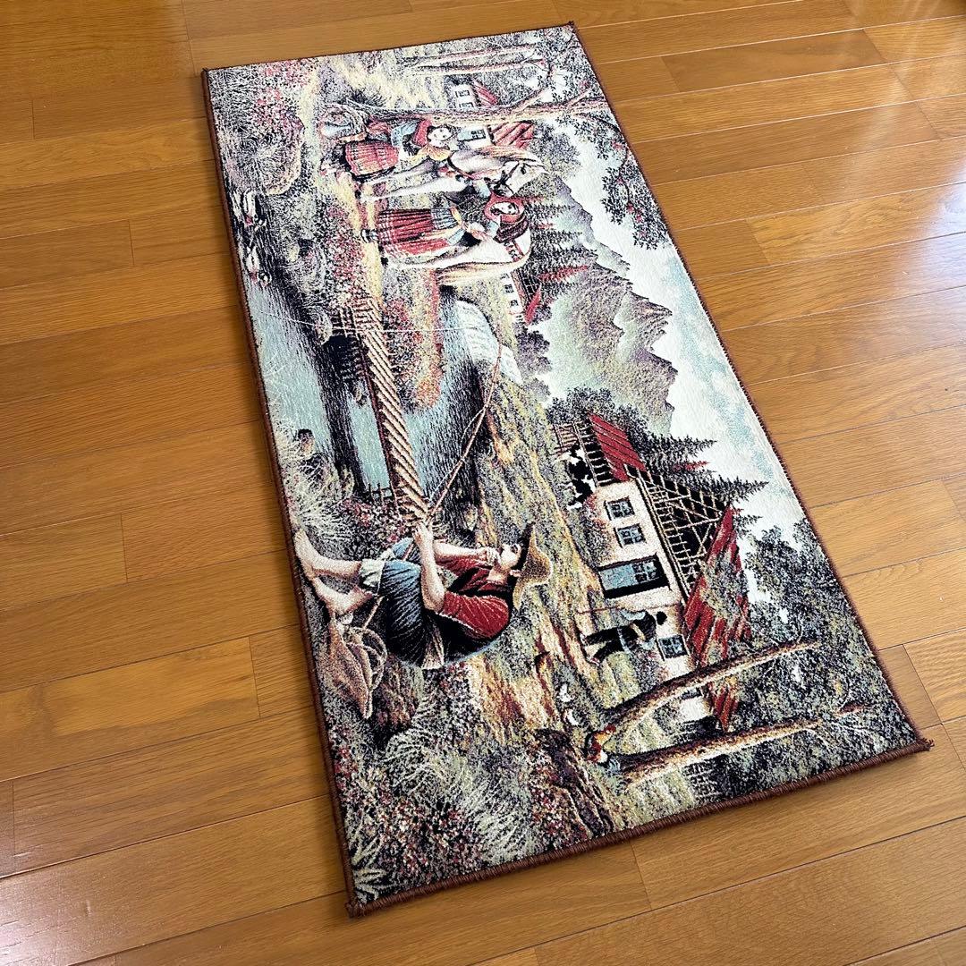 【新品未使用】絵画風　絨毯　カーペット　玄関用　家　馬　玄関　廊下　絵画　イラン