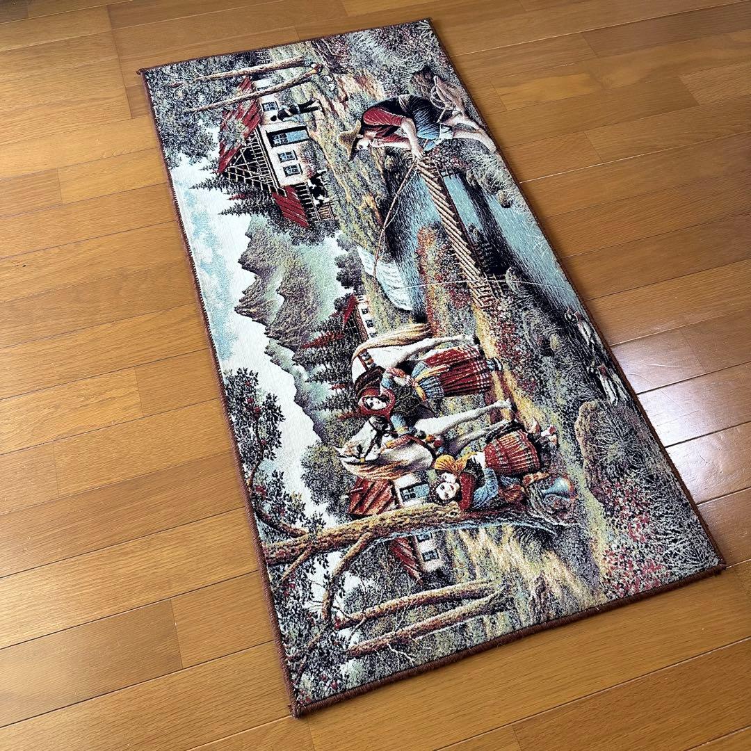 【新品未使用】絵画風　絨毯　カーペット　玄関用　家　馬　玄関　廊下　絵画　イラン