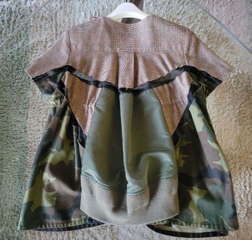 sacai カモフラ グレンチェック MA1 ドッキングブラウス サイズ2