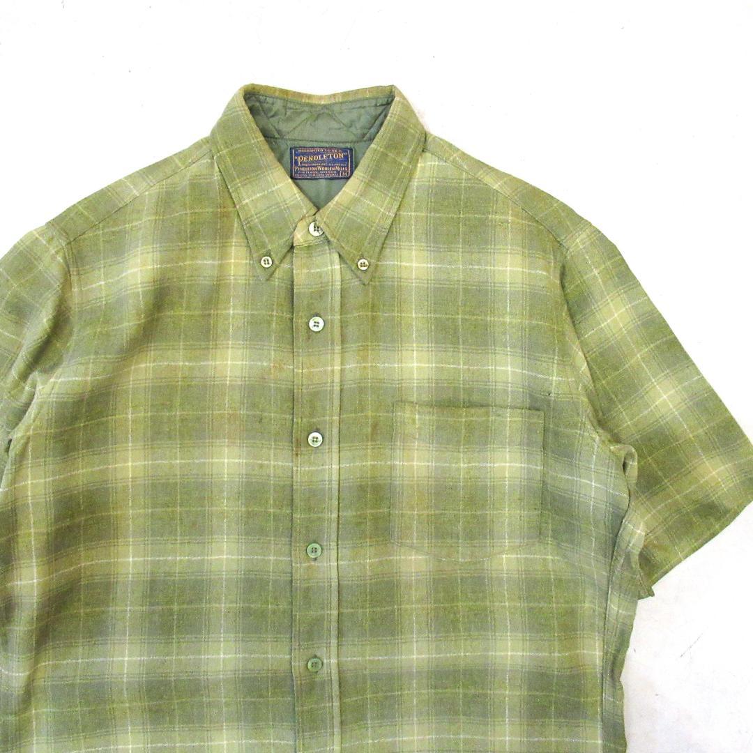 りょうちん 50S PENDLETON オンブレ 半袖ウールシャツ M