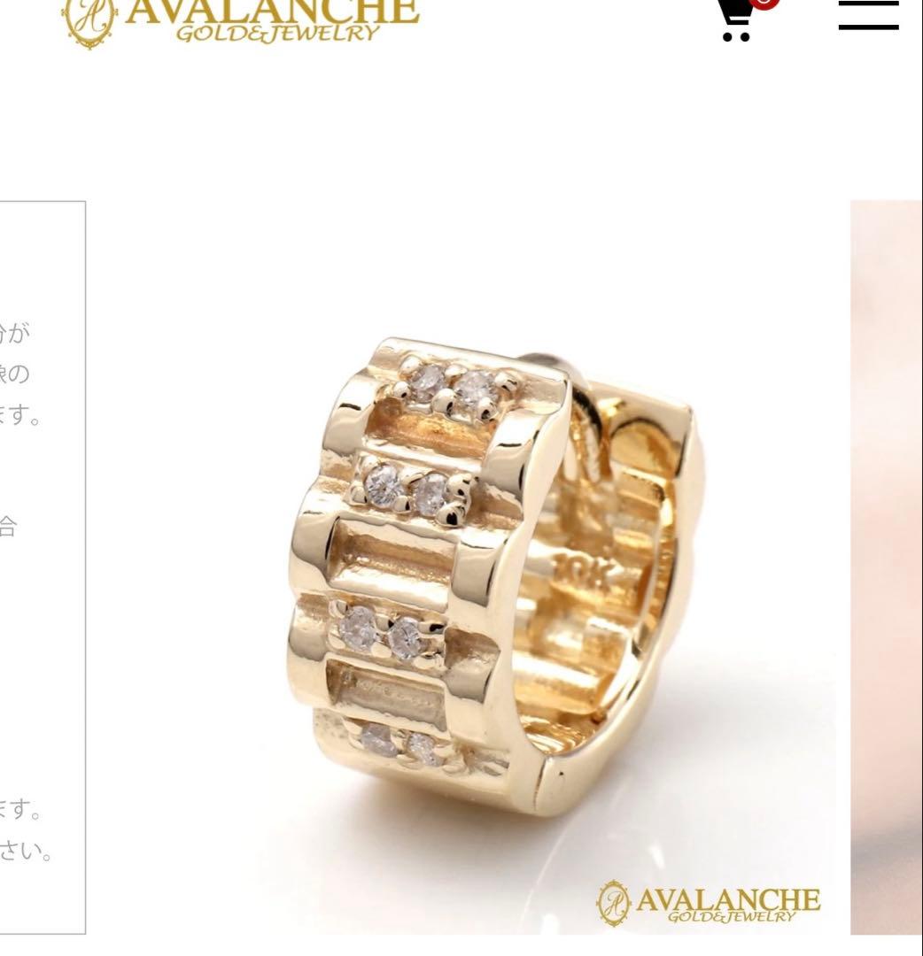 avalanche ダイヤモンド 10K イエローゴールド ピアス 10mm