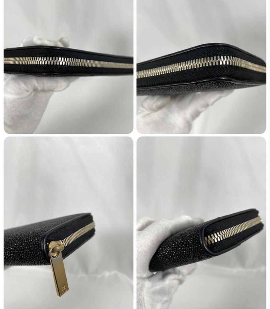 美品 BAHARI バハリ 長財布 ラウンドファスナー ガルーシャ キャビア