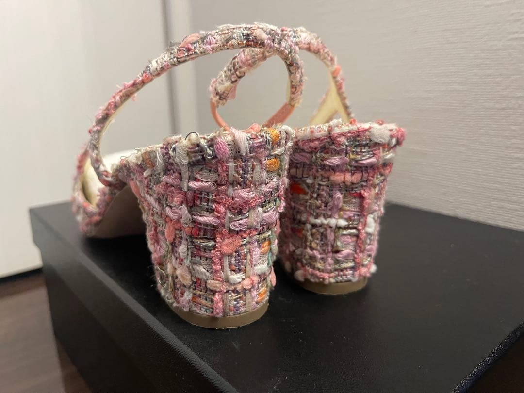 CHANEL スリングバックパンプス 中ヒール ピンク系