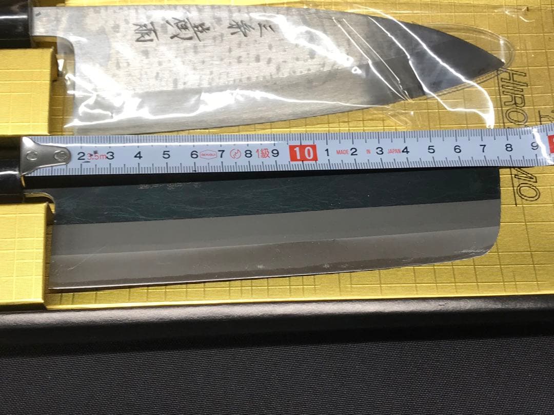 【経年保管品】三条　廣朋　HIROTOMO 出刃包丁　角型黒打包丁