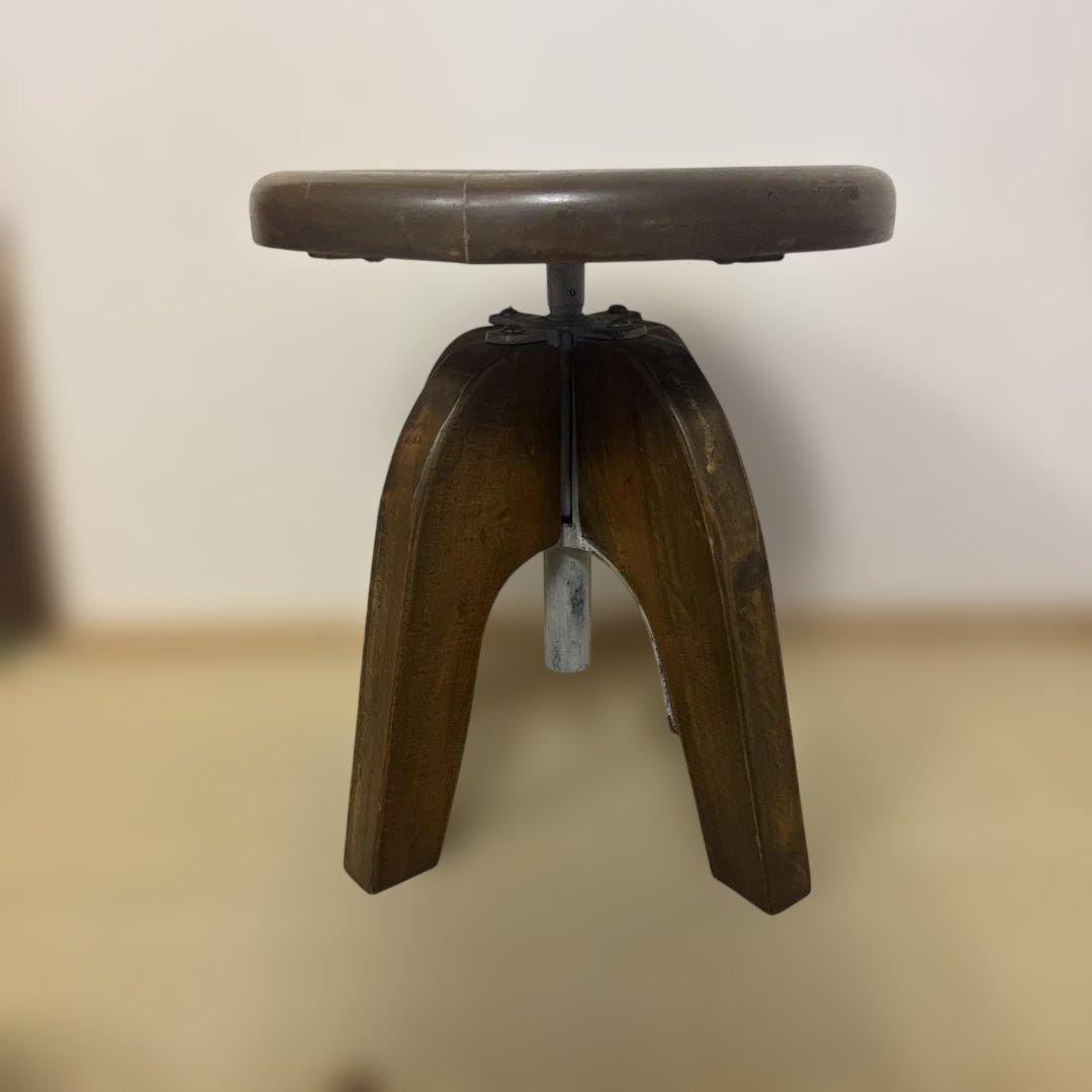 【EJ001】アンティーク　スツール　丸椅子　ヴィンテージ　木製　椅子