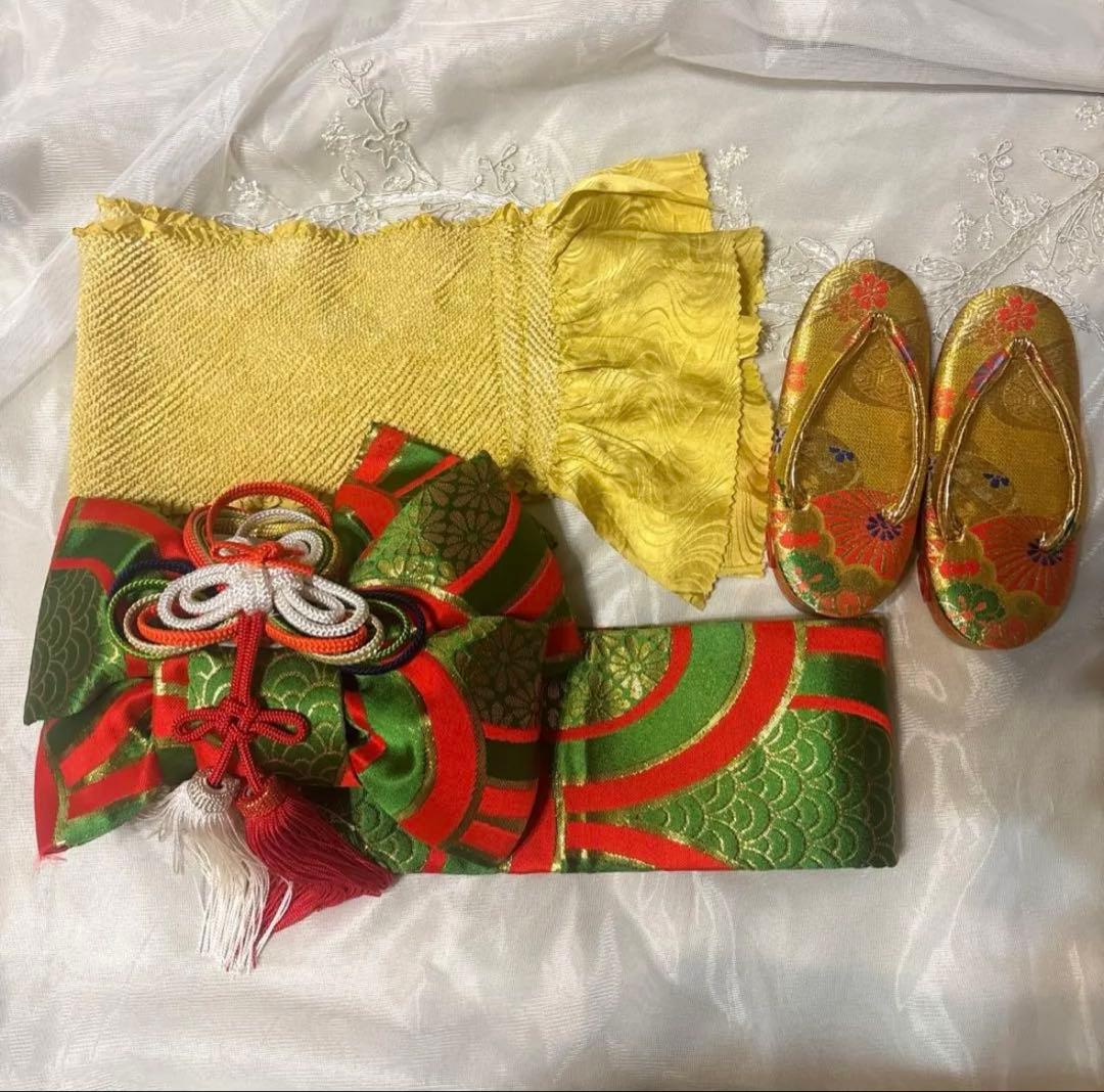 本日限定 七五三直前特別割引！お宮参り 七五三 3歳 着物セット 花柄 扇子柄