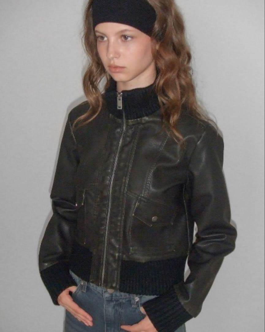 BLACKUP アーボンレザージャンパー ブラック