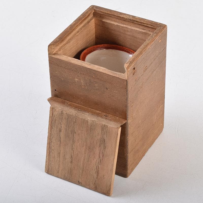 九谷焼　古九谷　赤絵金彩　人物花文　煎茶碗　五客　時代箱付　U　R9306