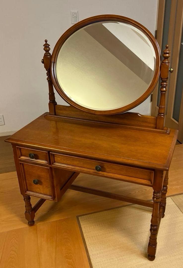 横浜ダニエル 木製ドレッサー・鏡台 ブラウン