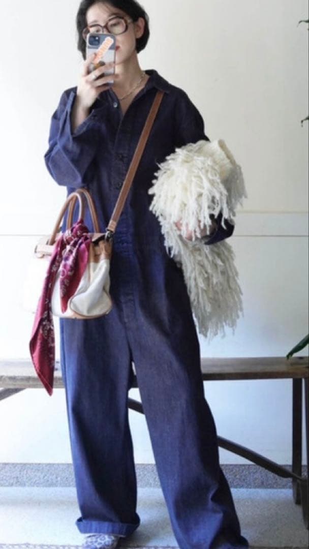 ジャーナルスタンダードラックス　8OZデニム テーパーオールインワン