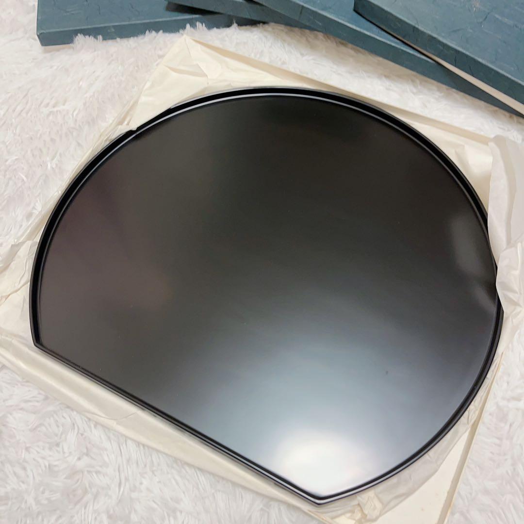 越前漆器 半月 尺3 半月盆 黒 6枚 セット お盆 卓上 尺3 半月膳