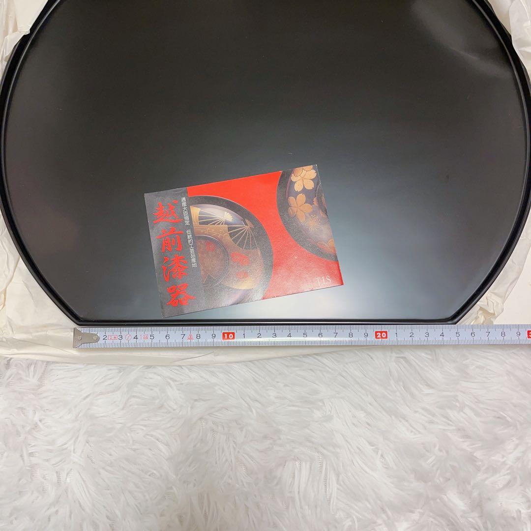 越前漆器 半月 尺3 半月盆 黒 6枚 セット お盆 卓上 尺3 半月膳