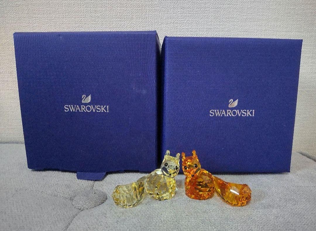 Swarovski　リス　置き物　ペア　フィギュリン　クリスタル