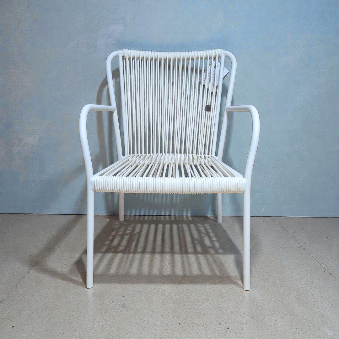 屋外対応 ロープ編みアームチェア woven+系 白 業務用　2