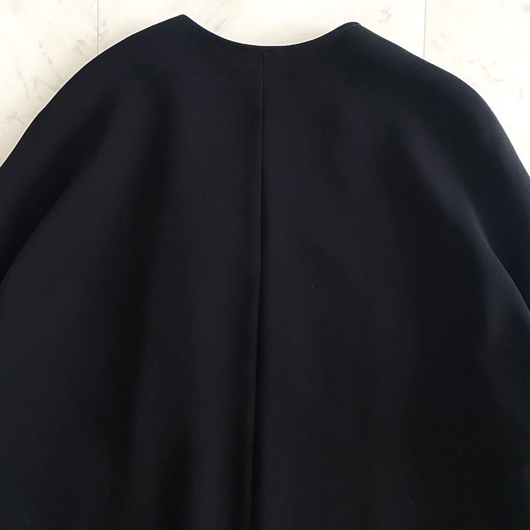 美品 ミューズドゥドゥーズィエムクラス トリアセノーカラーコート 黒 日本製