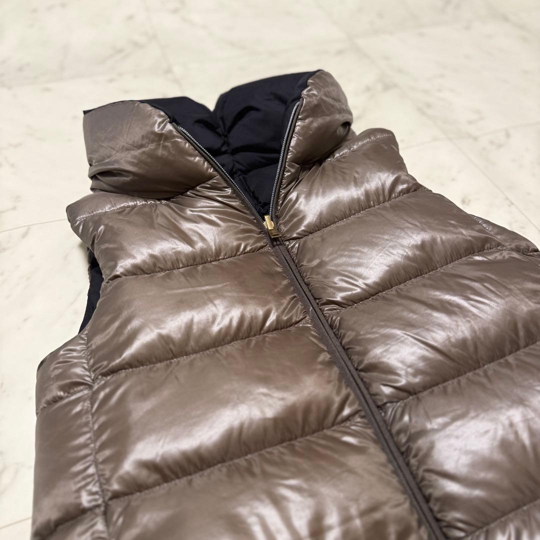 美品 HERNO ヘルノ リバーシブル ダウンベスト ブラック×グレージュ 40