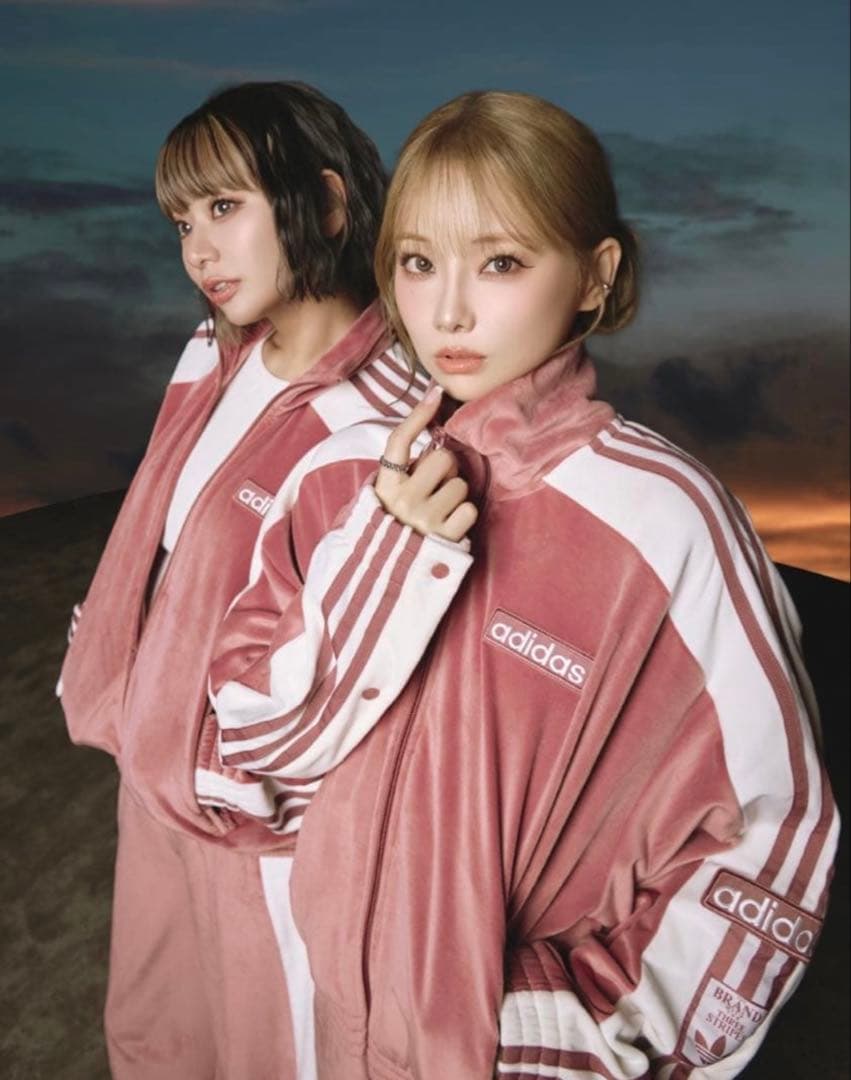 adidas ADIBREAK VELOUR ジャージ ピンク　重盛さと美