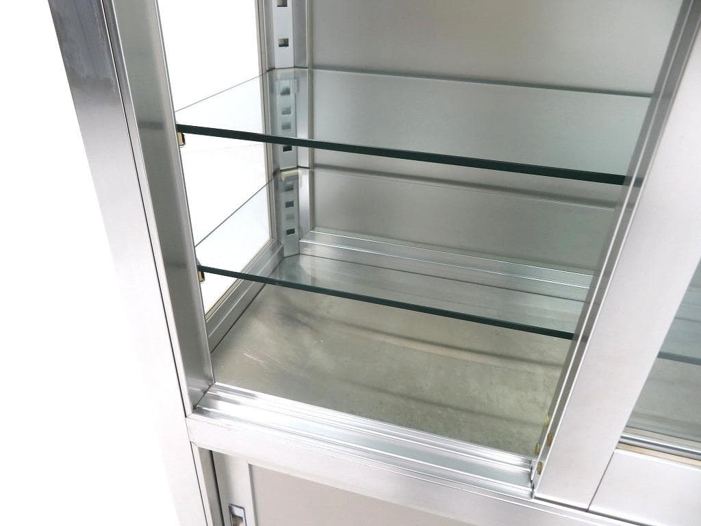 美品　ユヤマ　アルミ　ガラス　ケビント　ドクターキャビネット　飾り棚　シェルフ