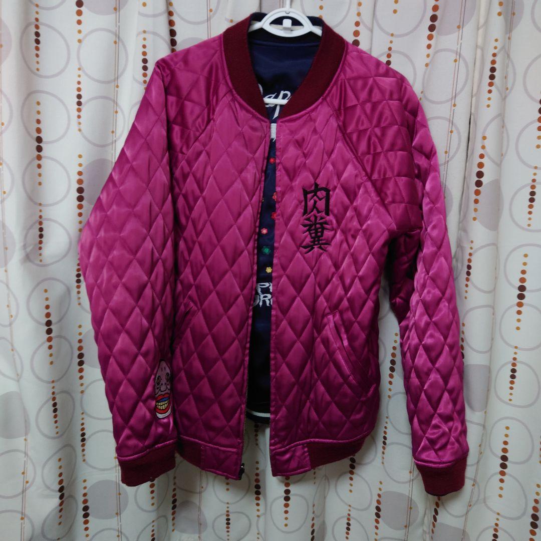 パンクドランカーズ PDS×くっきー スカジャン ネイビー エンジ Lサイズ