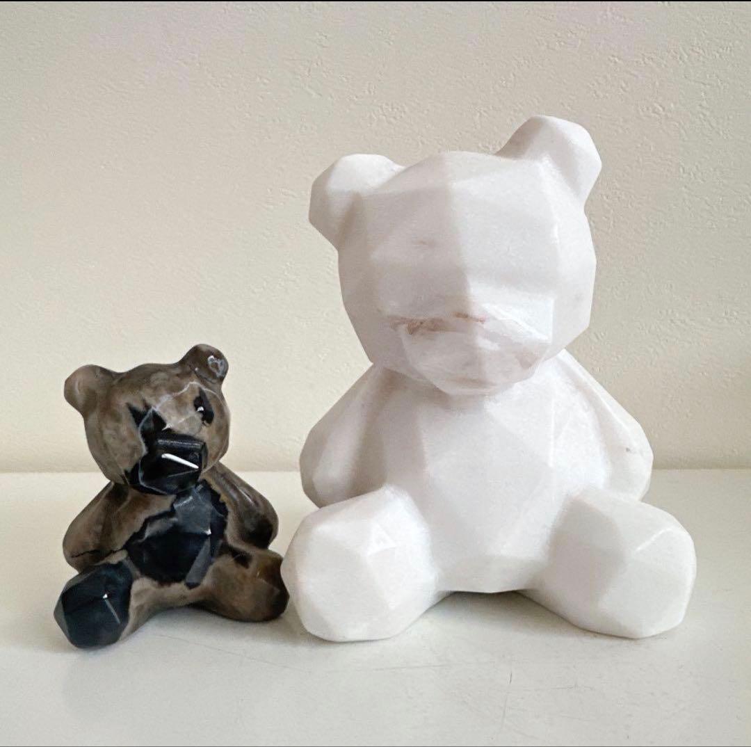 ホワイトマーブル　大理石　クマさん　特大　天然石