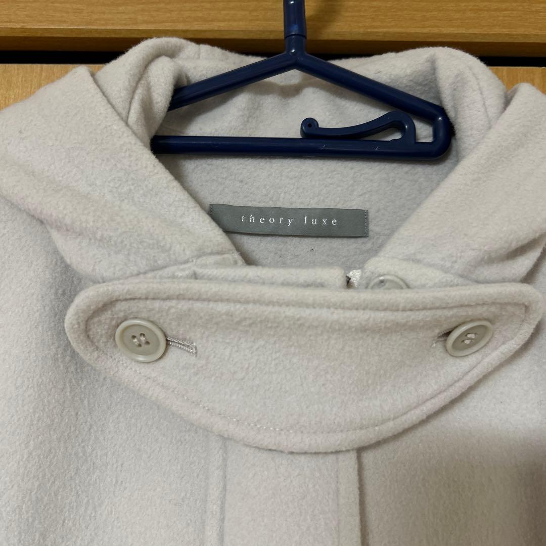 【ほっちゃん】theory luxe フード付きロングコート アイボリー