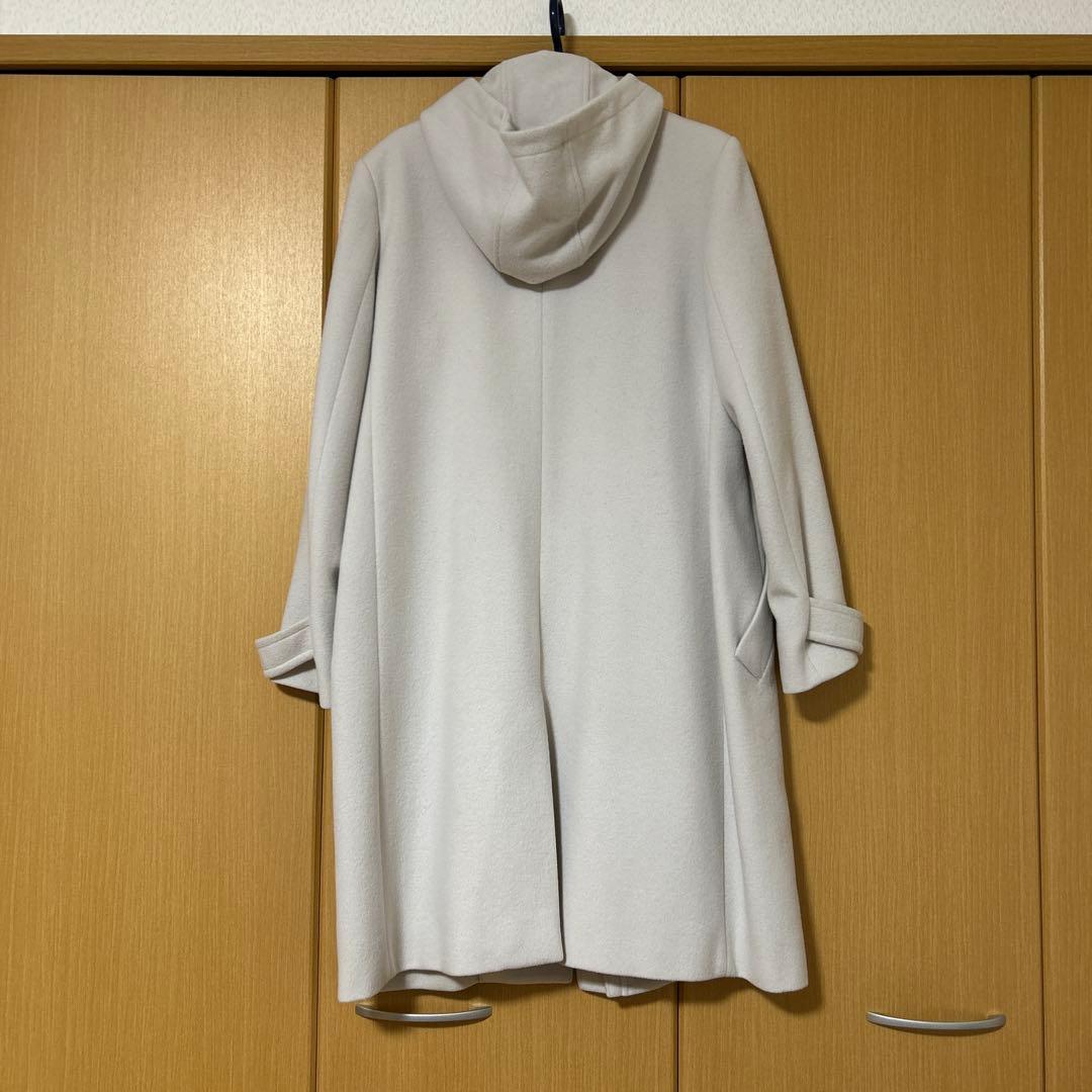 【ほっちゃん】theory luxe フード付きロングコート アイボリー