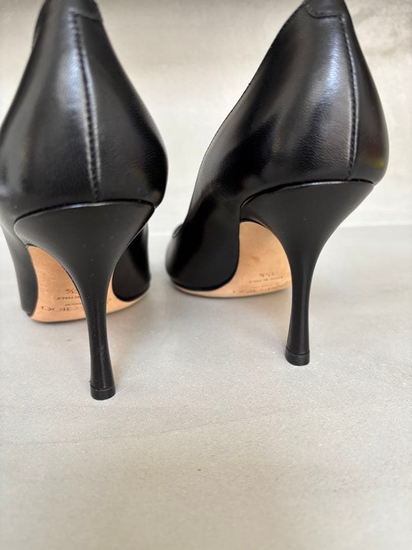 JIMMY CHOO ブラックレザー ハイヒール　セレモニー