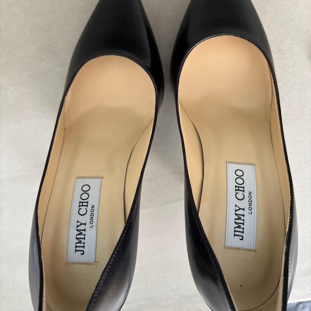 JIMMY CHOO ブラックレザー ハイヒール　セレモニー